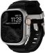Nomad Rocky Point Bracelet de montre / Quincaillerie naturelle 45/46/49mm – Fabriqué en fluoroélastomère FKM durable – Résistant à l'eau et rainures de ventilation – Compatible avec tous les modèles Apple Watch - Noir