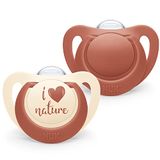 NUK for Nature Babyfopspeen | 6-18 maanden | Duurzame siliconen fopspenen | Gemaakt van 100% natuurlijke grondstoffen | rood | 2 stuks