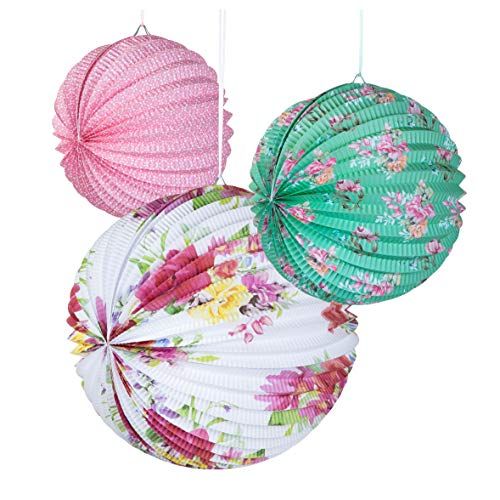 Talking Tables Truly Scrimptious Paper Lanterns with Floral Design - Colorful (3 per pack)