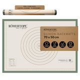 Römertopf Bakmat, 70 x 50,5 cm, van siliconen, bakonderlegger met afmetingen, baktijdtabel en deegcirkels, antiaanbaklaag, hittebestendig tot 250 °C, vaatwasmachinebestendig, herbruikbaar