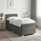 vidaXL Boxspringbed met matras, donkergrijs, 80 x 200 cm, stof
