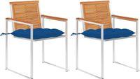 vidaXL Tuinstoelen 2 st met kussens massief acaciahout en staal
