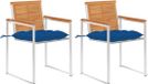 vidaXL Tuinstoelen 2 st met kussens massief acaciahout en staal