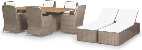 vidaXL 9-delige Tuinset poly rattan bruin