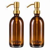 Fortifura Calvi Zeepdispenser - 500ml - set van 2 - geborsteld messing (goud)