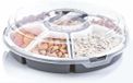 Unyqoos Set de service de transport avec 6 bols, Ø 33 cm, Plastique, Gris/Blanc/Transparent