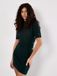 Apricot Ribbed Knit Button Embellished Mini Dress