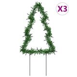 VidaXL Kerstverlichting kerstboom 3 st met grondpinnen 50 LED's 30 cm