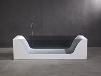 Mawialux vrijstaand bad - 200x65cm - Solid surface - Wit-zwart