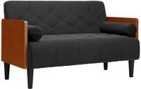 vidaXL Loveseat bank met bolsters zwart 110 cm fluweel
