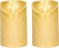 Anna's Collection 2x Bougies LED dorées / bougies pilier 12,5 cm - Bougies de luxe sur piles avec flamme mobile