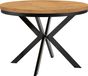 Table à manger "ENDIK" noir, 120/220 cm extensible, chêne "Lancelot" avec piètement rond – Industriel, style Loft