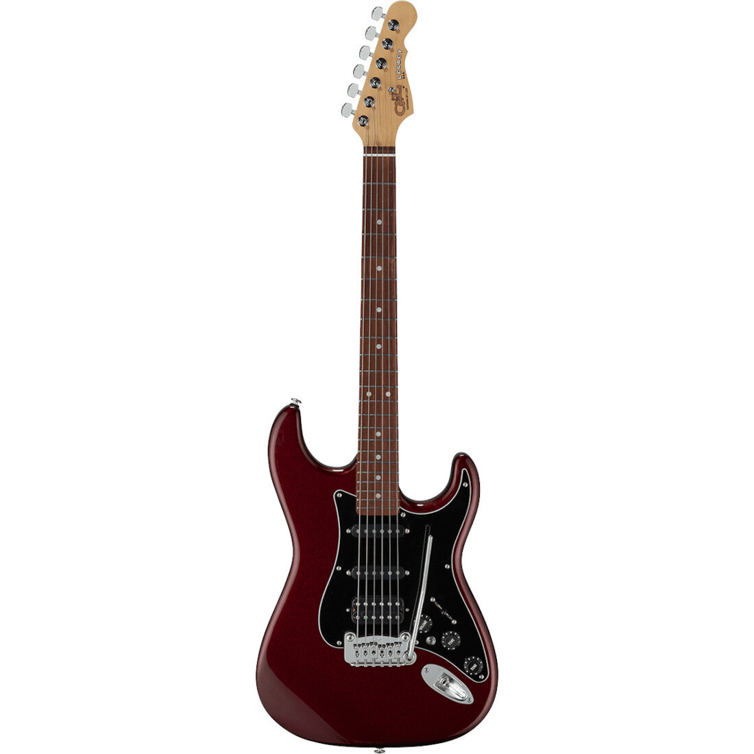 G&L Fullerton Deluxe Legacy HSS Ruby Red Metallic RW elektrische gitaar met deluxe gigbag
