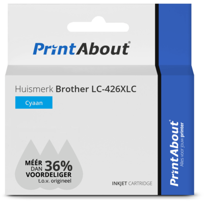 PrintAbout Huismerk Brother LC-426XLC Inktcartridge Cyaan Hoge capaciteit