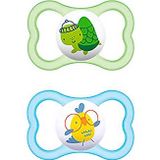 MAM Air S233 2 x extra grote schildpad voor de gevoelige huid met Skinsofttm siliconen zuiger voor baby's vanaf 6 maanden met neutrale zelfsteriliseerbox