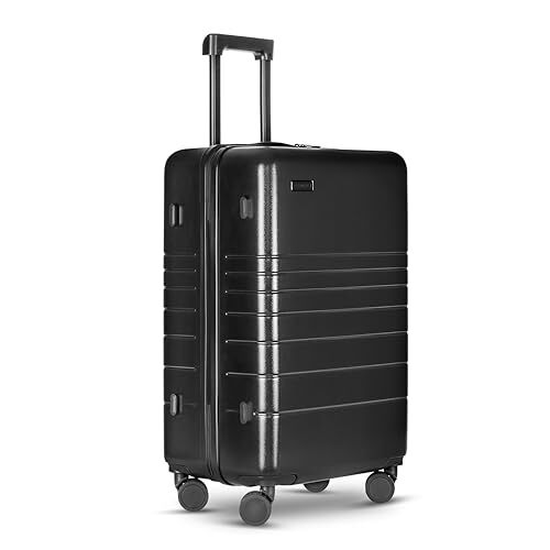 ETERNITIVE ETERNITIVE - Middelgrote Koffer | Reiskoffer van ABS | Afmetingen: 65,5 x 42 x 28 cm | Harde Koffer met TSA-slot | Reiskoffer met 360° wielen | Koffer Handbagage | Kleur: Zwart