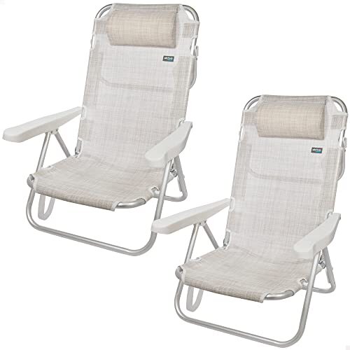 AKTIVE 62254 - Set met 2 stoelen, aluminium, 5-pos 60 x 47 x 83 cm, met kussen en handvat, Ibiza