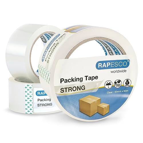 Rapesco Verpakkingstape - 50 mm x 60 m - Transparant - 3 stuks