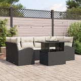 vidaXL Tuinbank Set Zwart Poly Rattan 4 Zitplaatsen Inclusief Tafel