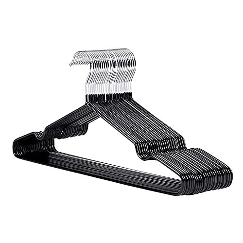 1Above 25x Premium Rubber Coated Metal Hangers - Heavy Duty - Space Saving Organizer Clothes Hangers for Closets Wardrobe Rails Thin and Non-Slip Chrome and Black (1)