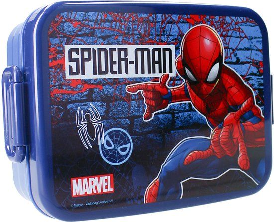 4KidsOnly Spiderman Lunchset - Lunchbox - Drinkfles - 3 Snackboxen - Blauw