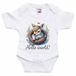Bellatio Decorations Baby rompertje - hallo wereld - hertje - wit - kraam cadeau - babyshower - cadeau romper 92
