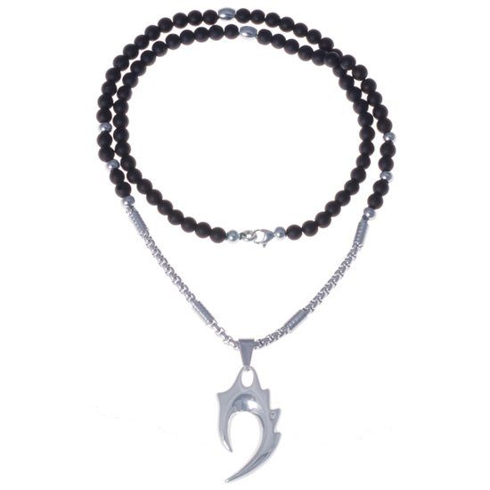 Mendes Jewelry Heren kralen ketting Agaat Edelstaal Tribal
