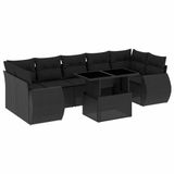 vidaXL Loungeset met kussens, polyrattan, zwart