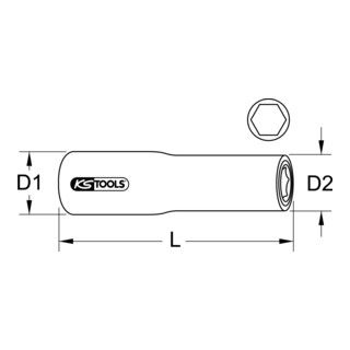 KS Tools 1/2" geïsoleerde bus, XL, 22mm, 145mm