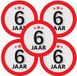 Bellatio Decorations 6 jaar leeftijd verjaardag sticker - 20x - rond - Dia 9 cm - 6 jaar jubileum - versiering