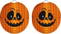 Merkloos Halloween Ronde pompoen lampion - 5x - 22 cm - trick or treat - versiering