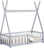 In And OutdoorMatch Kinderbed Alan - Tipi - Grenenhout - 70x140 cm - Lichtgrijs