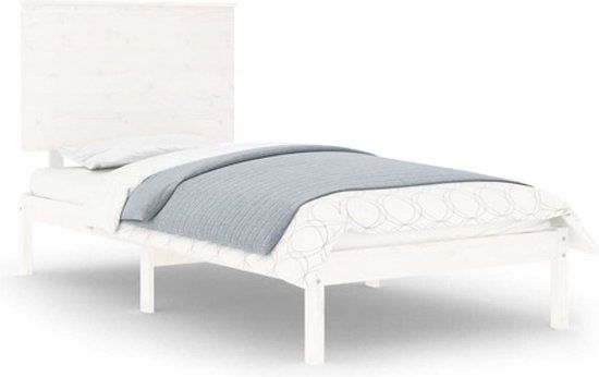 vidaXL Bedframe - massief grenenhout - wit - 140x200 cm