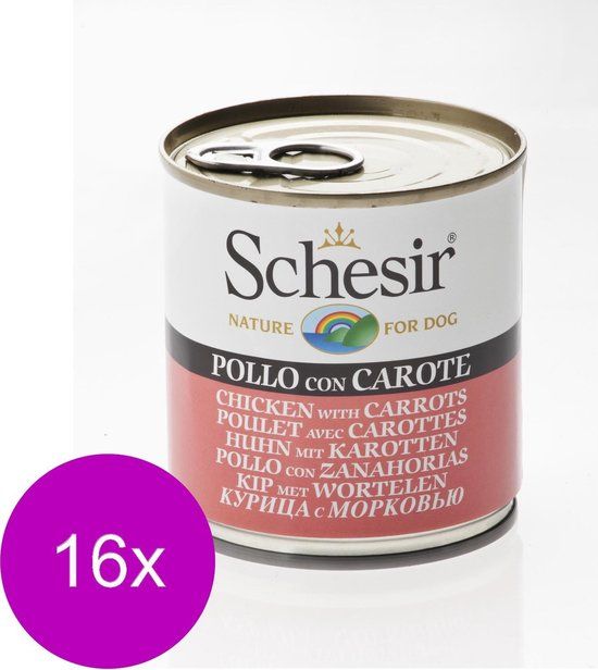 16x Schesir Hondenvoer Kip Wortel in Gelei 285 gr