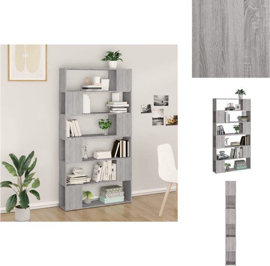 vidaXL Boekenkast/kamerscherm 100x24x188 cm grijs sonoma eikenkleurig