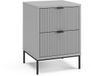 Vicco Table de nuit Eliza, Gris/Noir, 40 x 55.4 cm avec 2 tiroirs
