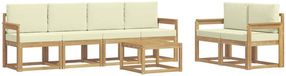 vidaXL Bank loungeset 6 places Blanc et crème Acacia bois