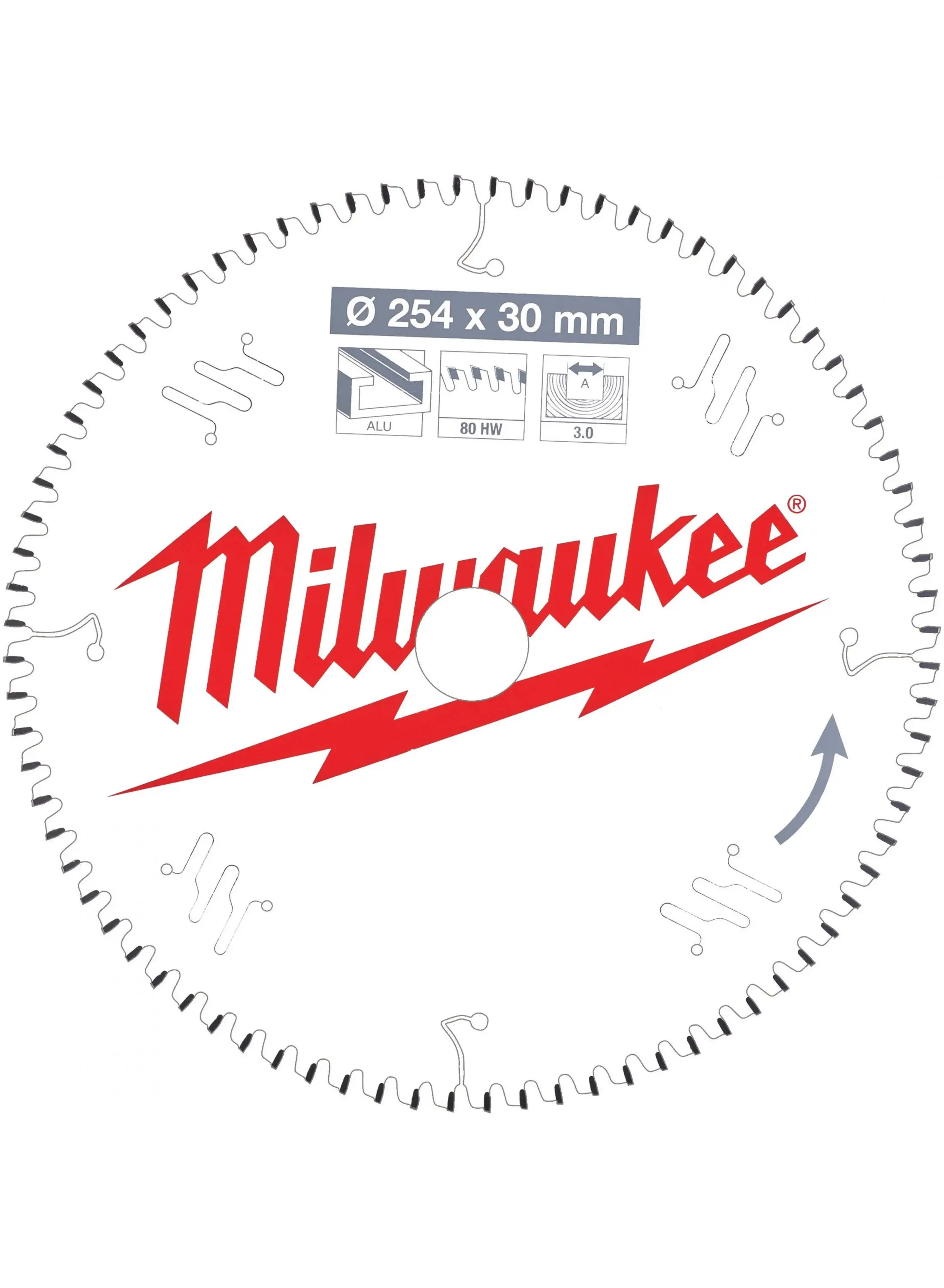 Milwaukee 4932471318 Cirkelzaagblad voor Afkortzaag - 254x30x3mm - 80T