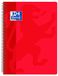 OXFORD School Classic Notitieboek, spiraalbinding, kunststof deksel, 4 x 4, met rand, 80 vellen, rood