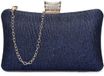 Sac pochette sans marque pour femmes - Élégant avec chaîne amovible - Sac de soirée pour mariage, fête, gala - Textile pailleté bleu