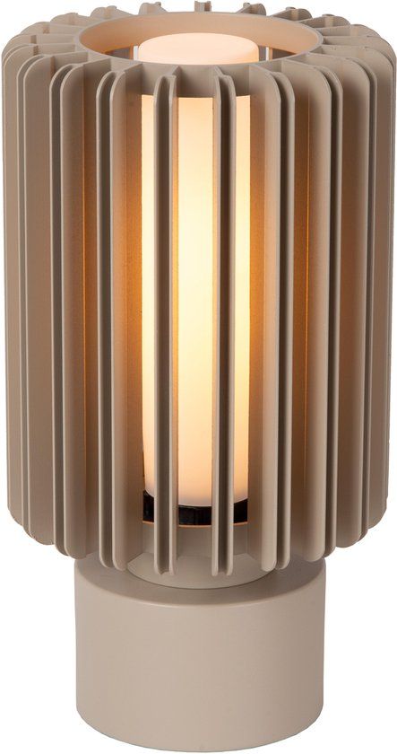 Lucide LAMBRES - Tafellamp - Ø 15 cm - 1xE27 - Taupe