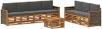 vidaXL - Bank loungeset - 4 zitplekken - Massief Acacia Hout - Natuurlijk en antraciet