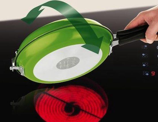 Merkloos Presto Dubbele Pan - Rood/Geel/Groen - 26 cm - Met Deksel - Edelstaal - Antiaanbaklaag