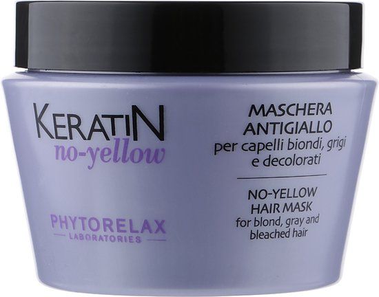 Phytorelax Laboratories Phytorelax Keratin No-Yellow Hair Mask – Keratine Haarmasker voor Blond, Grijs of Gebleekt Haar – 250ml