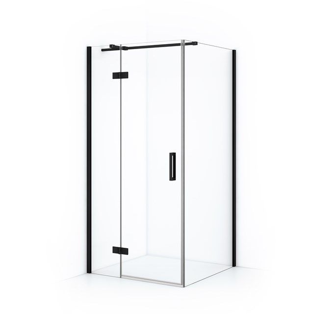 Maxaro Douchecabine Diamond 100x90cm 8mm Helder Veiligheidsglas Mat Zwart met Draaideur - 6095722112159