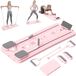 Relaxdays Pilates reformer - met 2 weerstandsbanden - kniekussen - roze