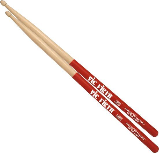 Vic Firth 5AVG - Drumstokken - Rood - Hickory - Anti-slip grip