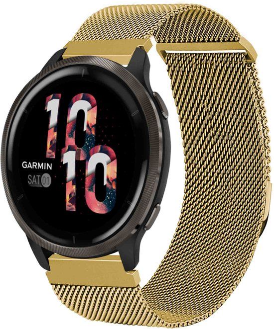 iMoshion Milanees magnetisch 22 mm bandje - Goud - Maat S - Geschikt voor Garmin, Samsung, Polar, Huawei, Xiaomi, OnePlus, Fossil, Suunto Smartwatches