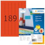 HERMA 4238 Gekleurde etiketten A4, set van 14 (25,4 x 10 mm, 1.400 velles, papier, mat) zelfklevend, bedrukbaar, permanent Klevende Kleuretiketten, 264.600 etiketten voor printer, rood