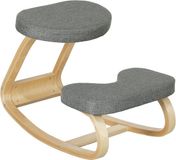 HOMCOM Kneeling Chair-Birkenholz, Polyester-73L x 50B x 55H cm-Grau